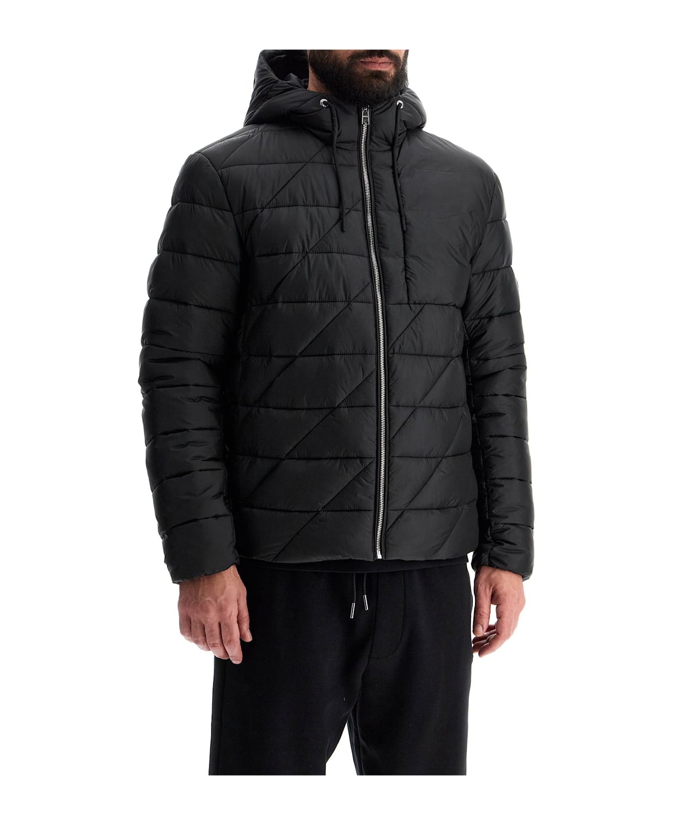 Hugo Boss Lightweight Down Jacket With Hood - BLACK (Black)