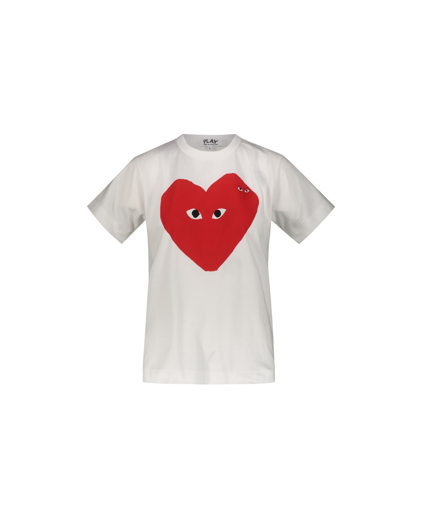 Comme des Garçons Play White T-shirt With Printed Red Heart - Blk