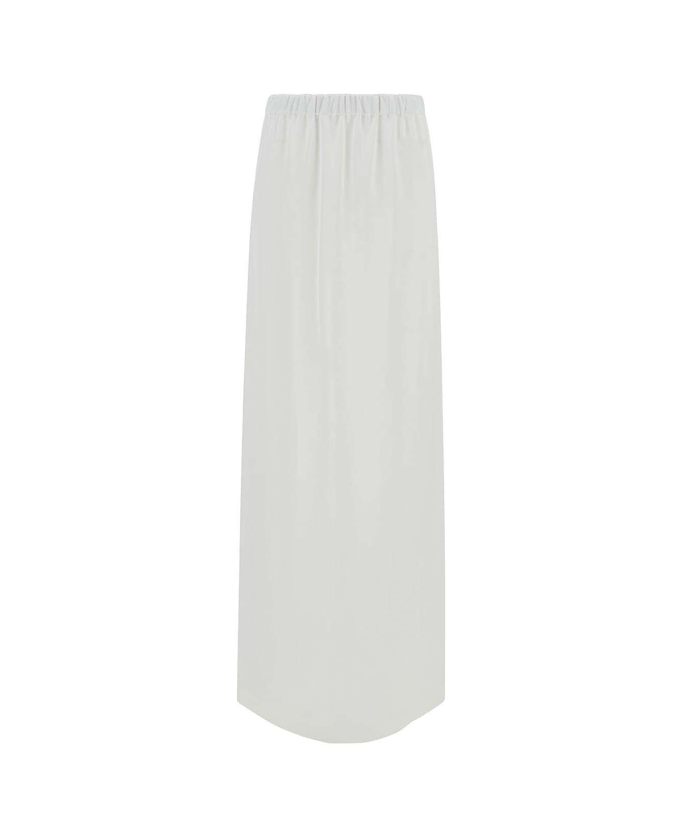 Fabiana Filippi Long White Skirt With Split And Elastic Waistband In Viscose Woman - White