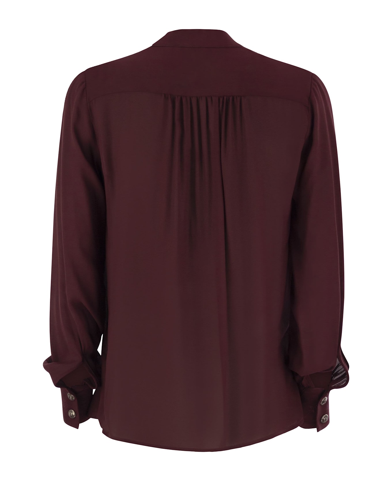 Elisabetta Franchi Georgette Blouse With Striped Pattern - Black