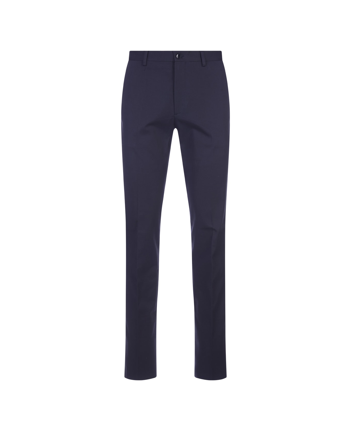 Etro Classic Trousers In Navy Blue Stretch Cotton ボトムス