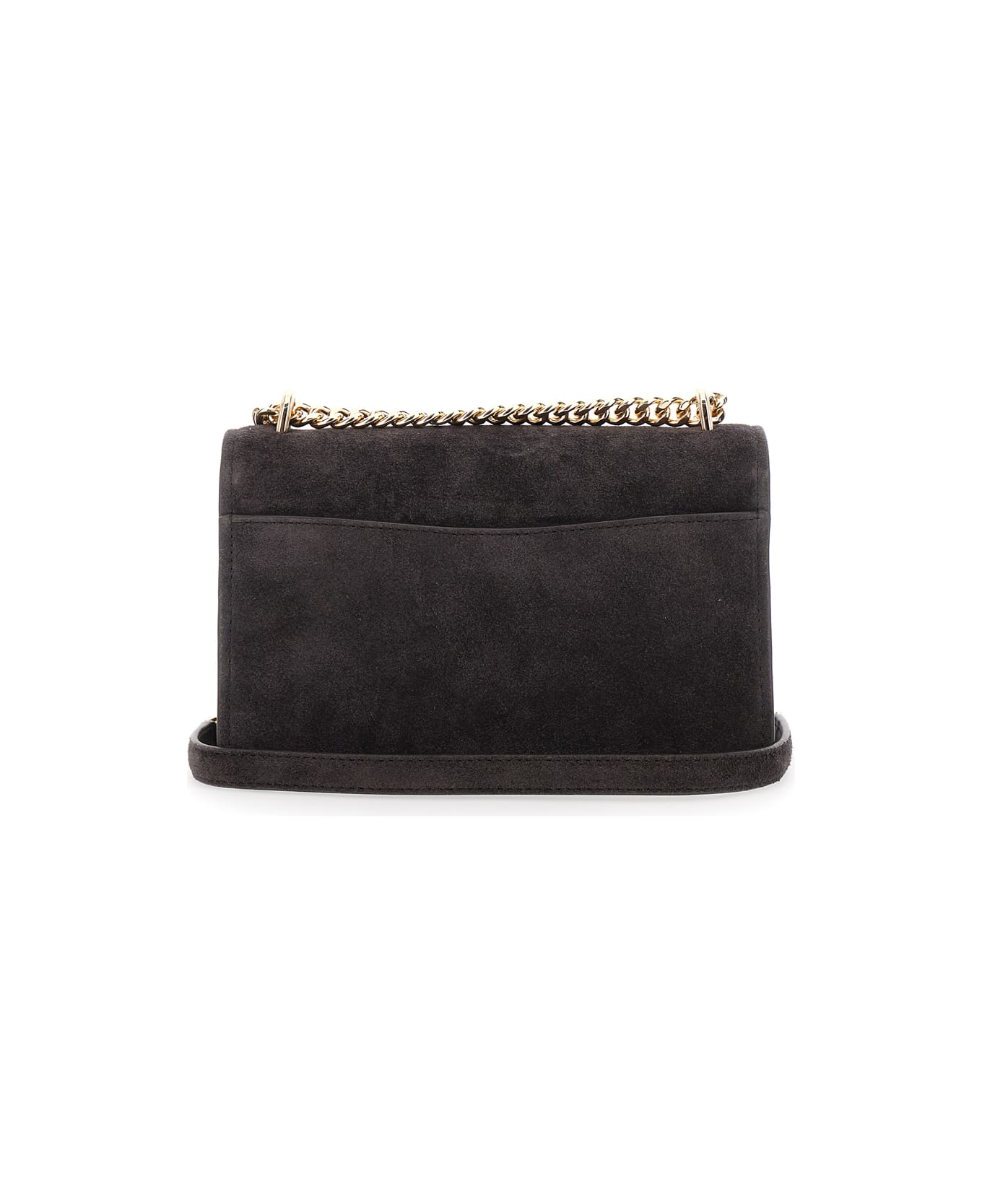 MICHAEL Michael Kors Brown Shoulder Bag With Chain Strap And Front Logo In Suede Woman - Brown