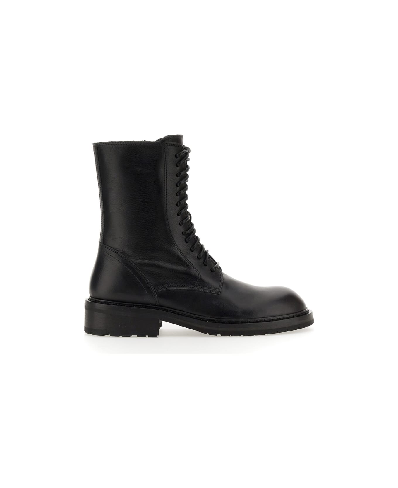 Ann Demeulemeester Leather Lace-up Boot - BLACK