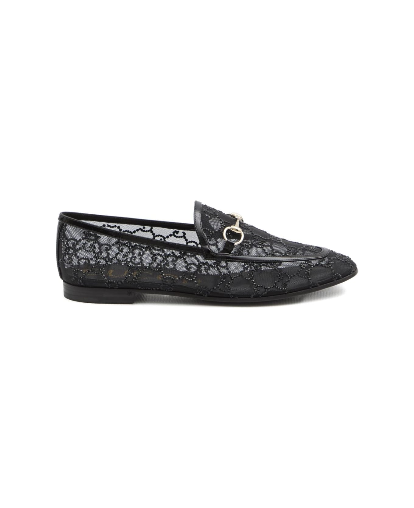 Gucci New Jordaan Gg Crystal Loafers - Black