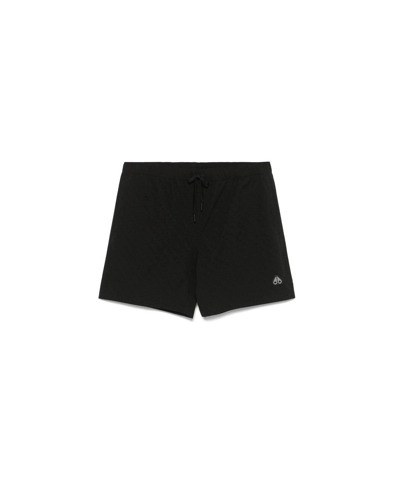 Moose Knuckles Logo Detailed Drawstring Swim Shorts - BLACK