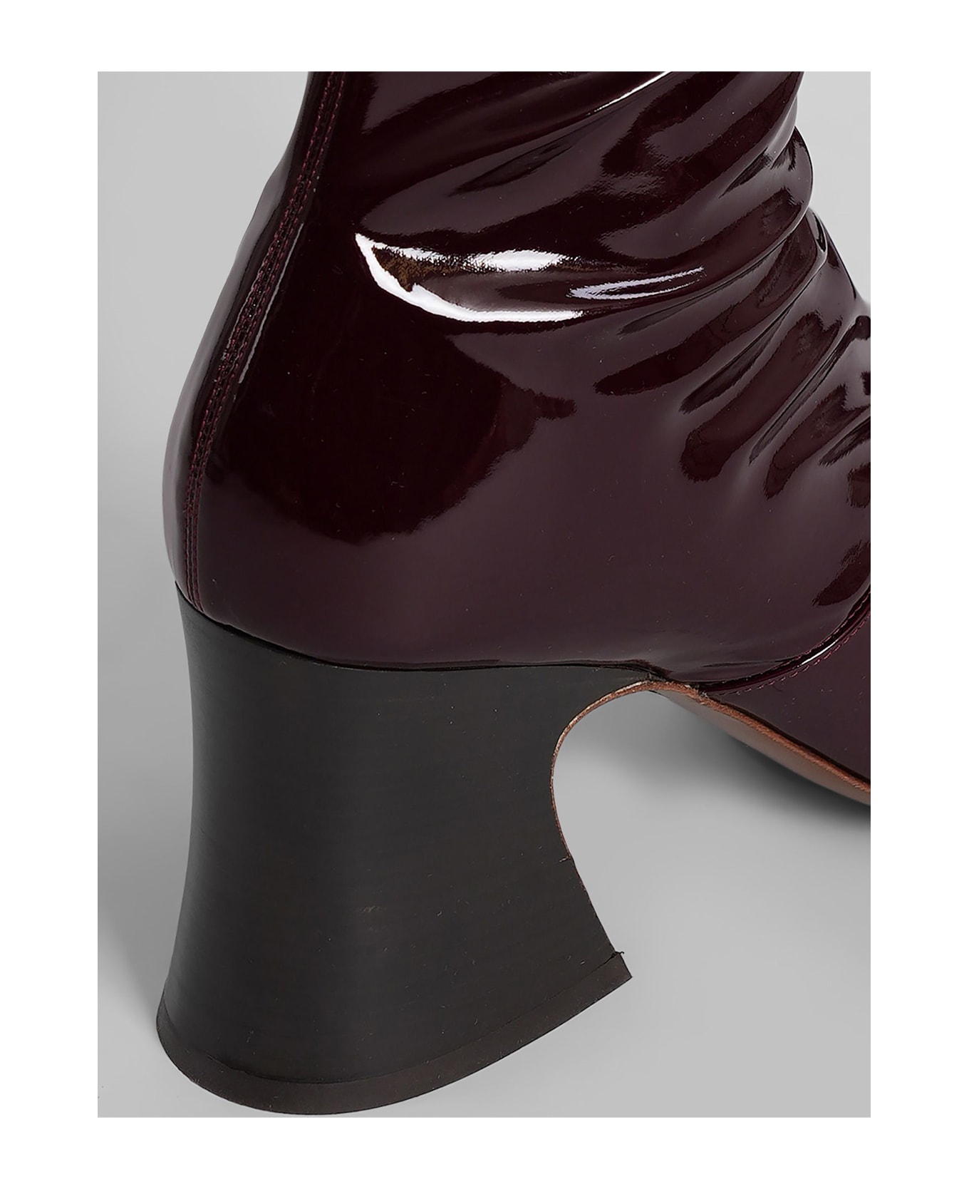 Chloé Janis High Heels Boots In Bordeaux Patent Leather - bordeaux