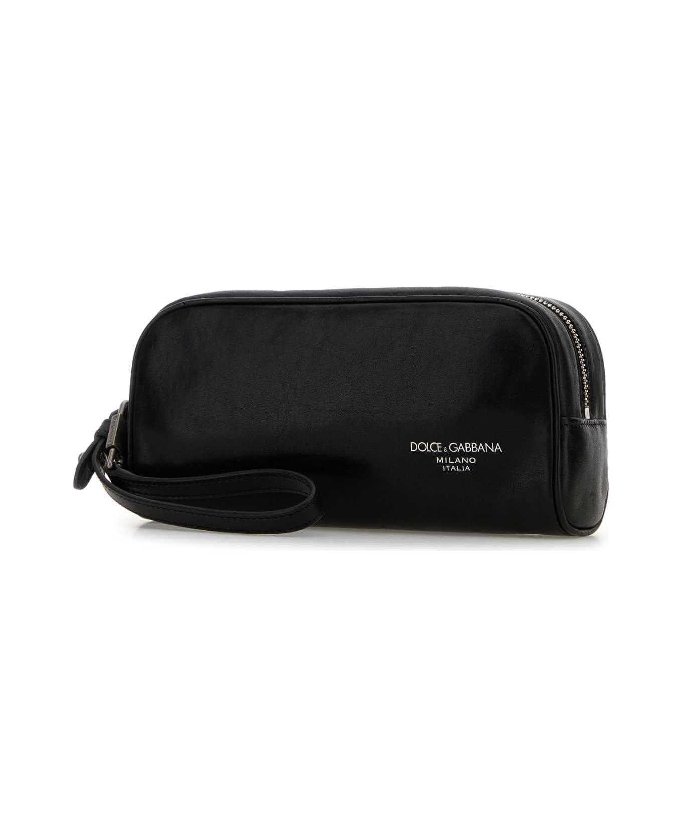 Dolce & Gabbana Black Leather Beauty Case - NERO