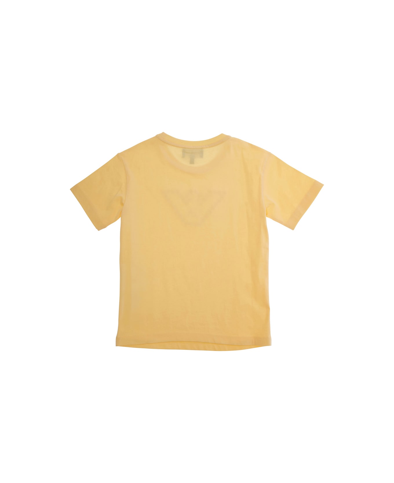 Emporio Armani Yellow T-shirt With Embroidered Logo On The Front In Cotton Girl - Yellow