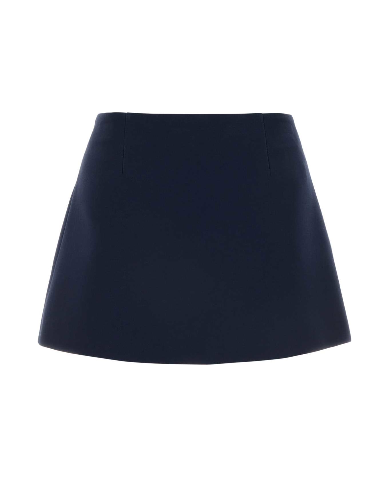 Prada Navy Blue Wool Blend Mini Skirt - BLEU スカート