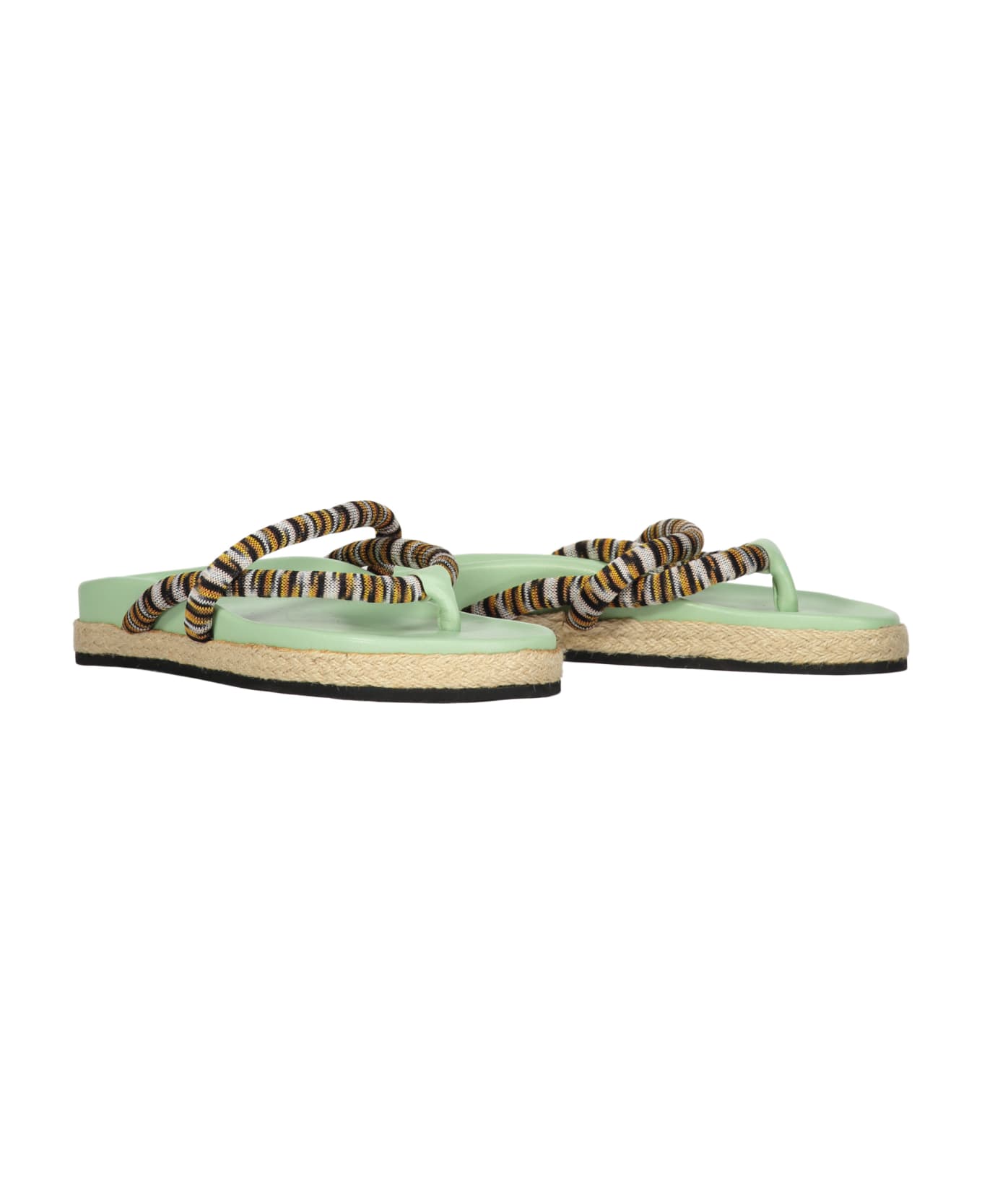Missoni Leather And Fabric Slides - green