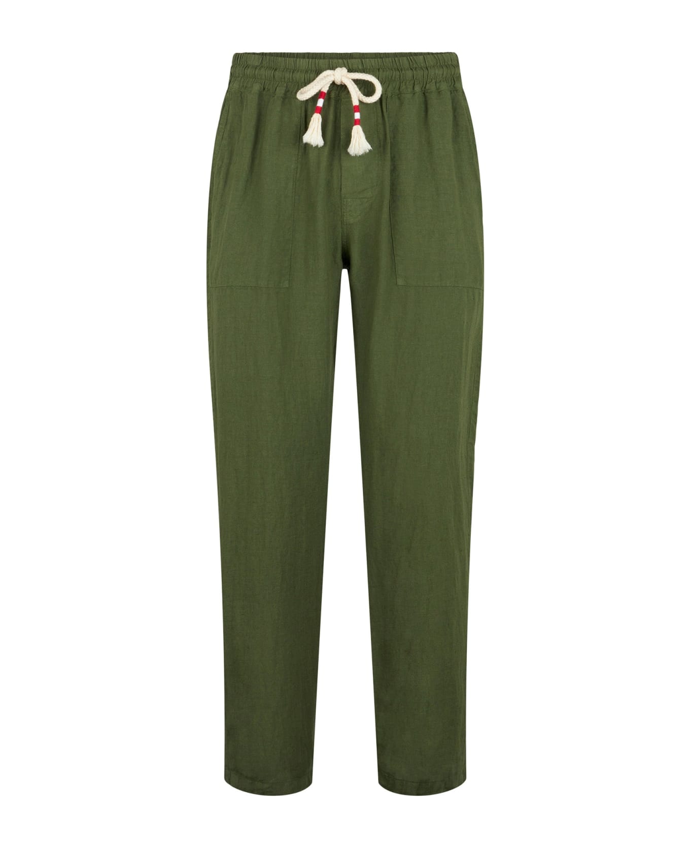 MC2 Saint Barth Man Military Green Linen Pants - GREEN