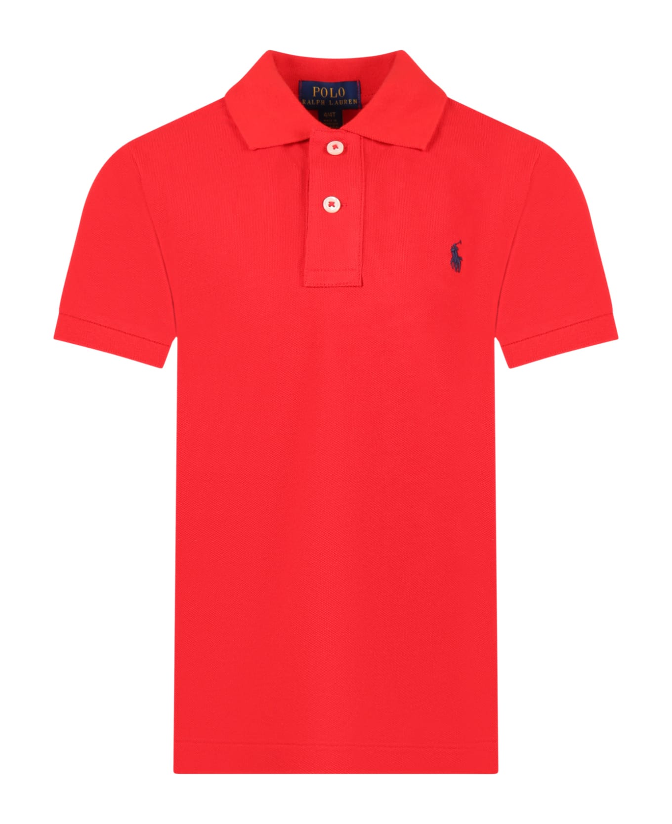 Ralph Lauren Red Polo Shirt For Boy With Blue Pony - Red