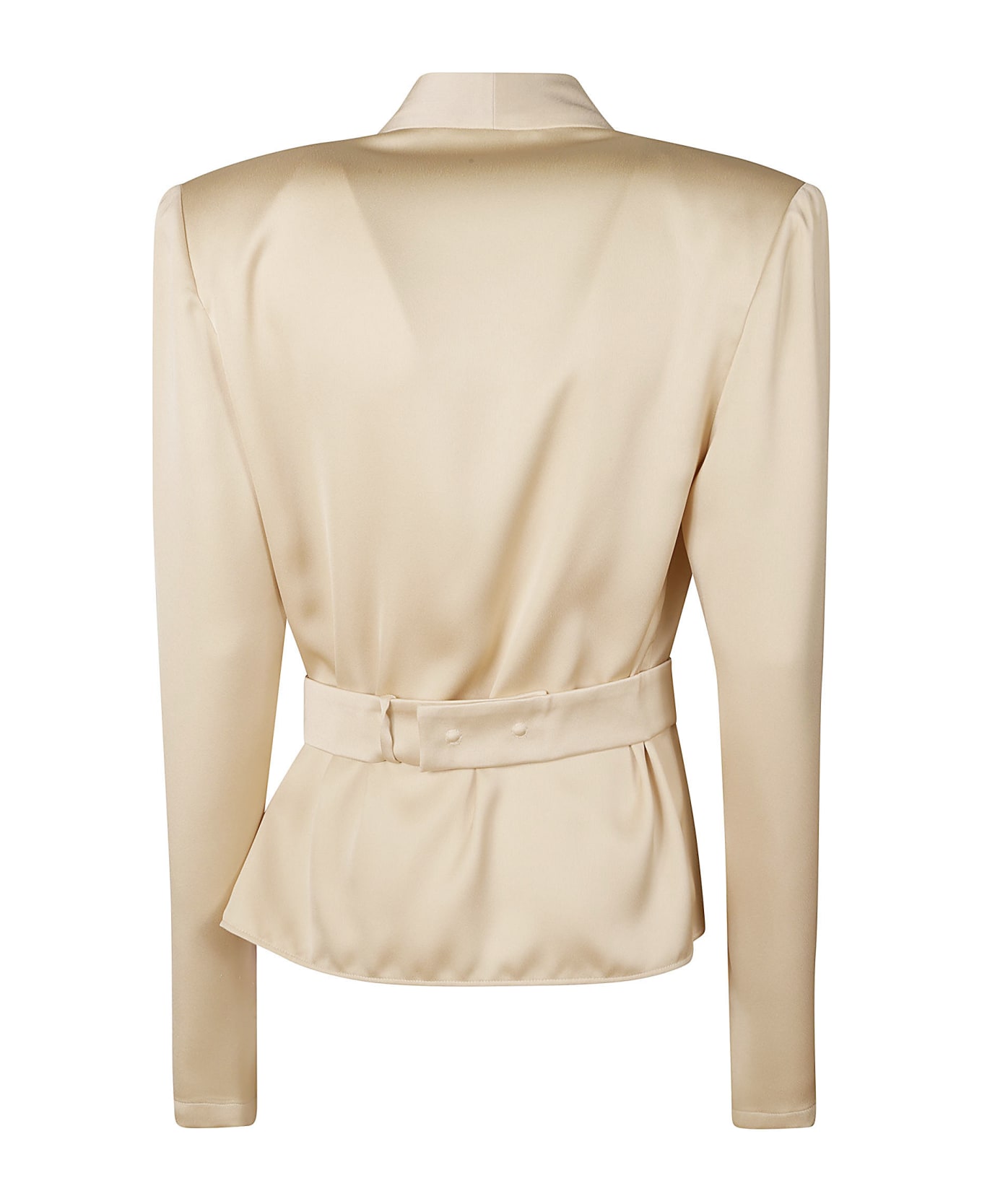 Genny Asymmetric Belted Long-sleeved Top - Gold