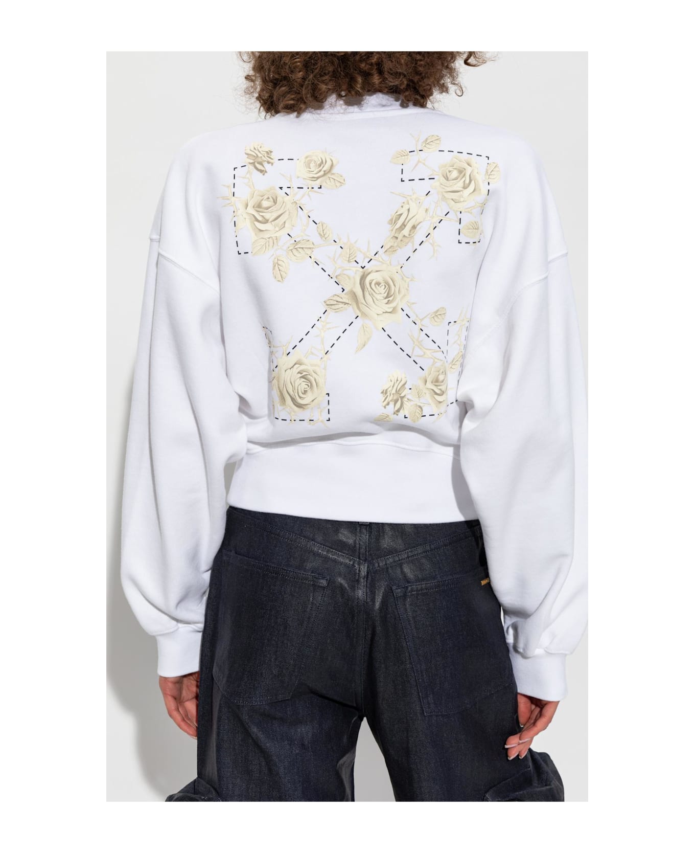 Off-White Cropped Sweatshirt With Print - White