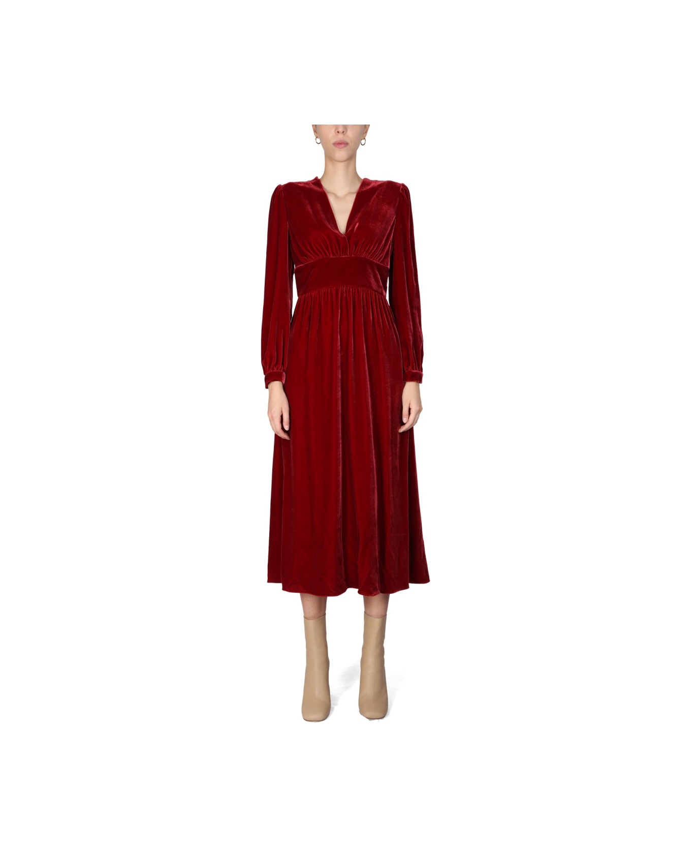 Boutique Moschino Panné Velvet Dress - RED