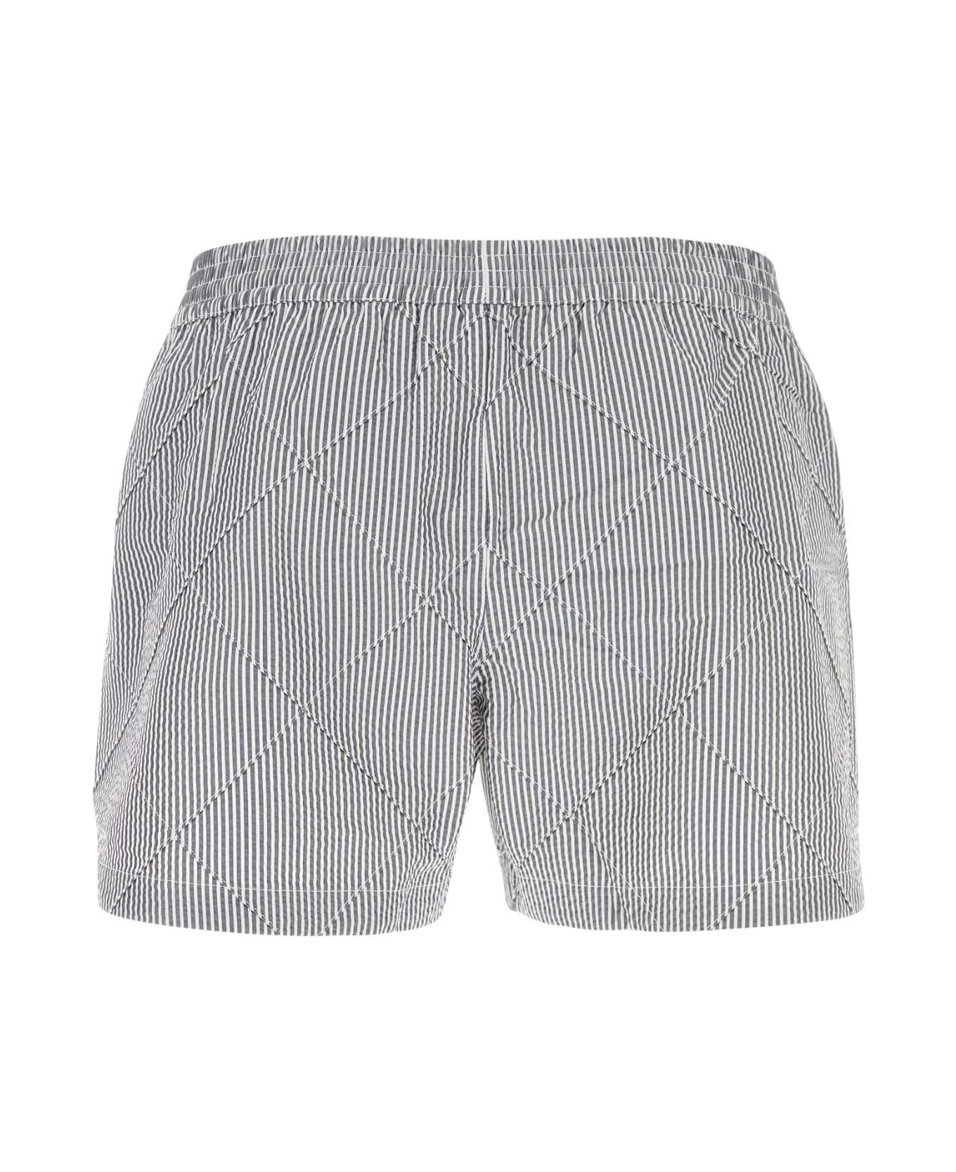 Bottega Veneta Embroidered Seersucker Swimming Shorts - CHALKIRON