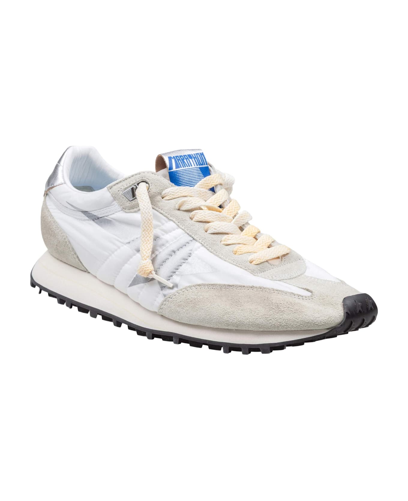 Golden Goose Running Sneakers In Suede And Nylon, White - White/Grey