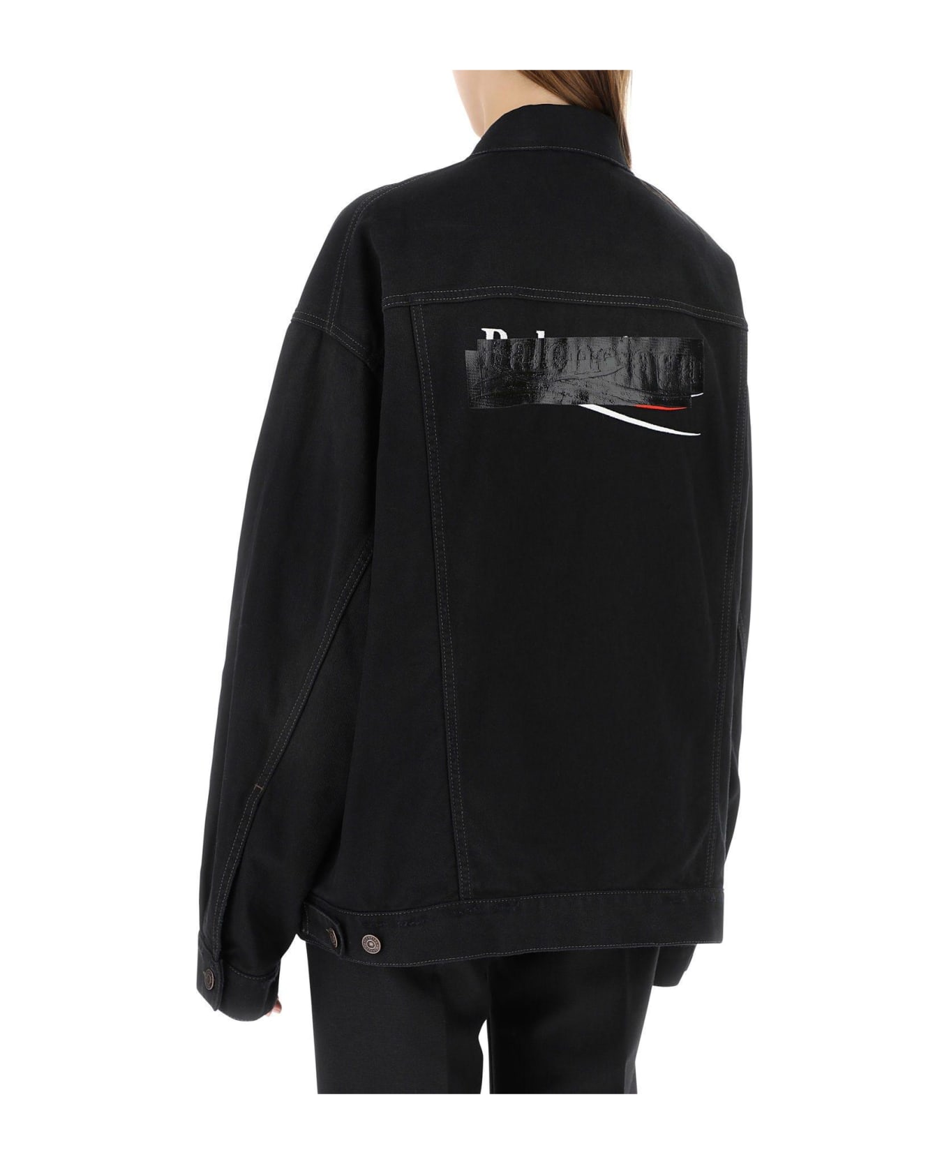 Balenciaga Black Denim Oversize Jacket - Matte Black