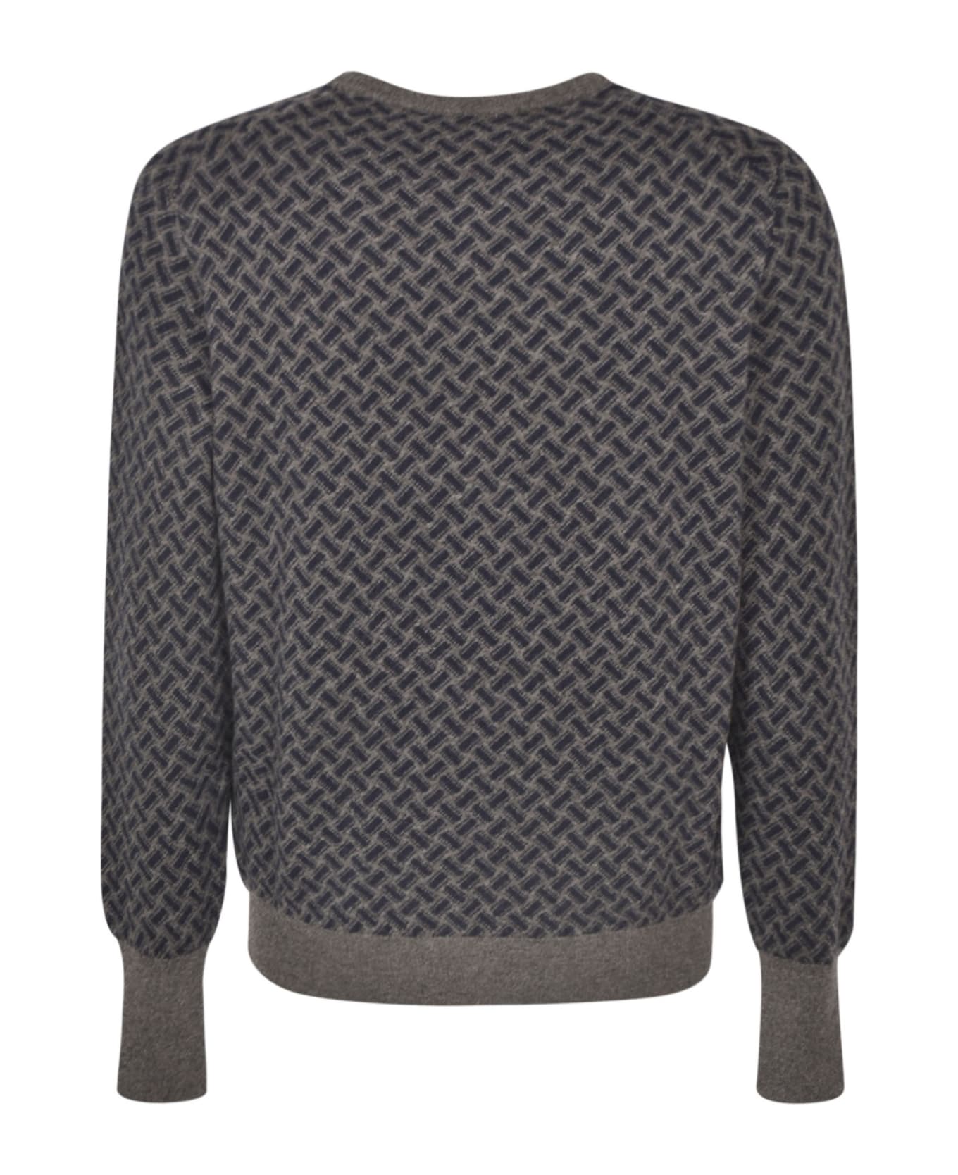 Drumohr Monogram Sweater - GREY BLUE ニットウェア