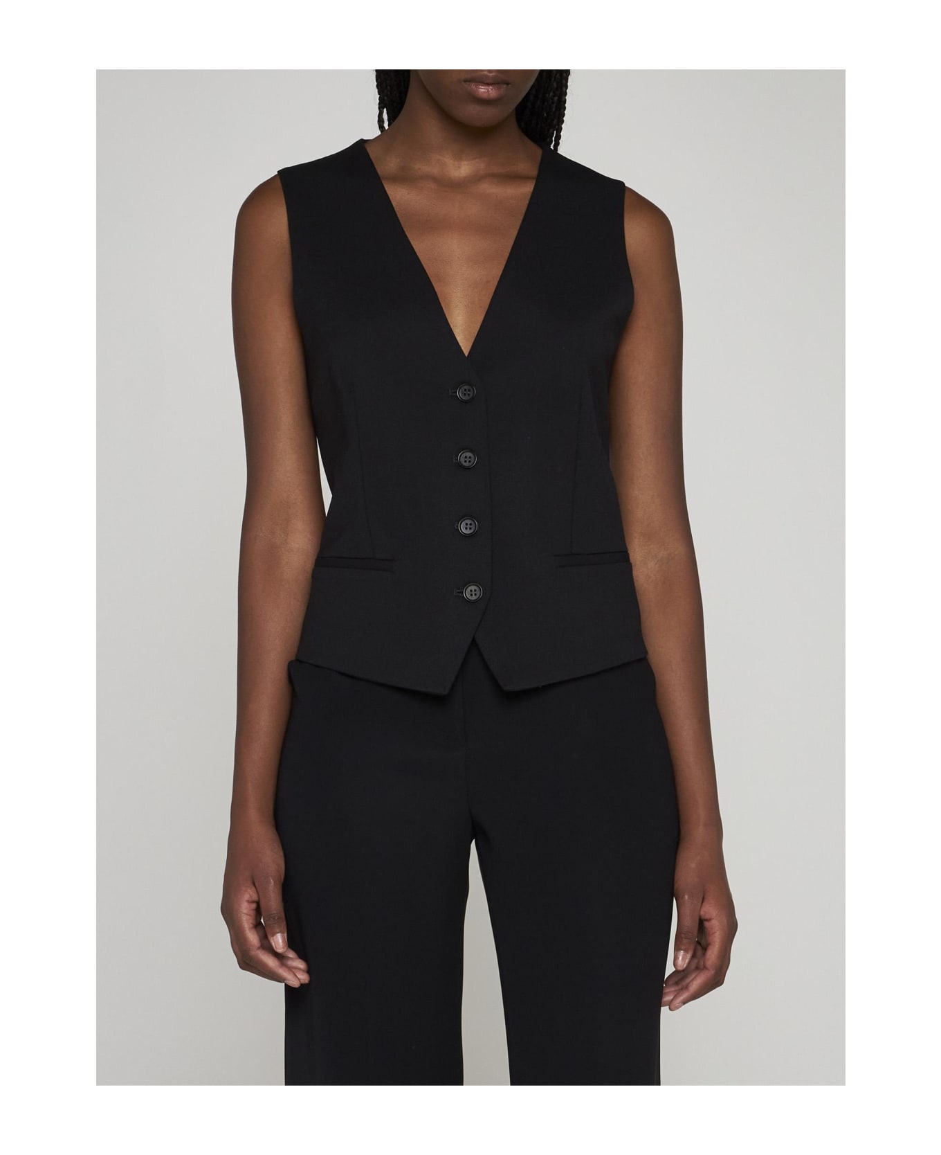 Parosh Lilux Stretch Wool Vest - Nero