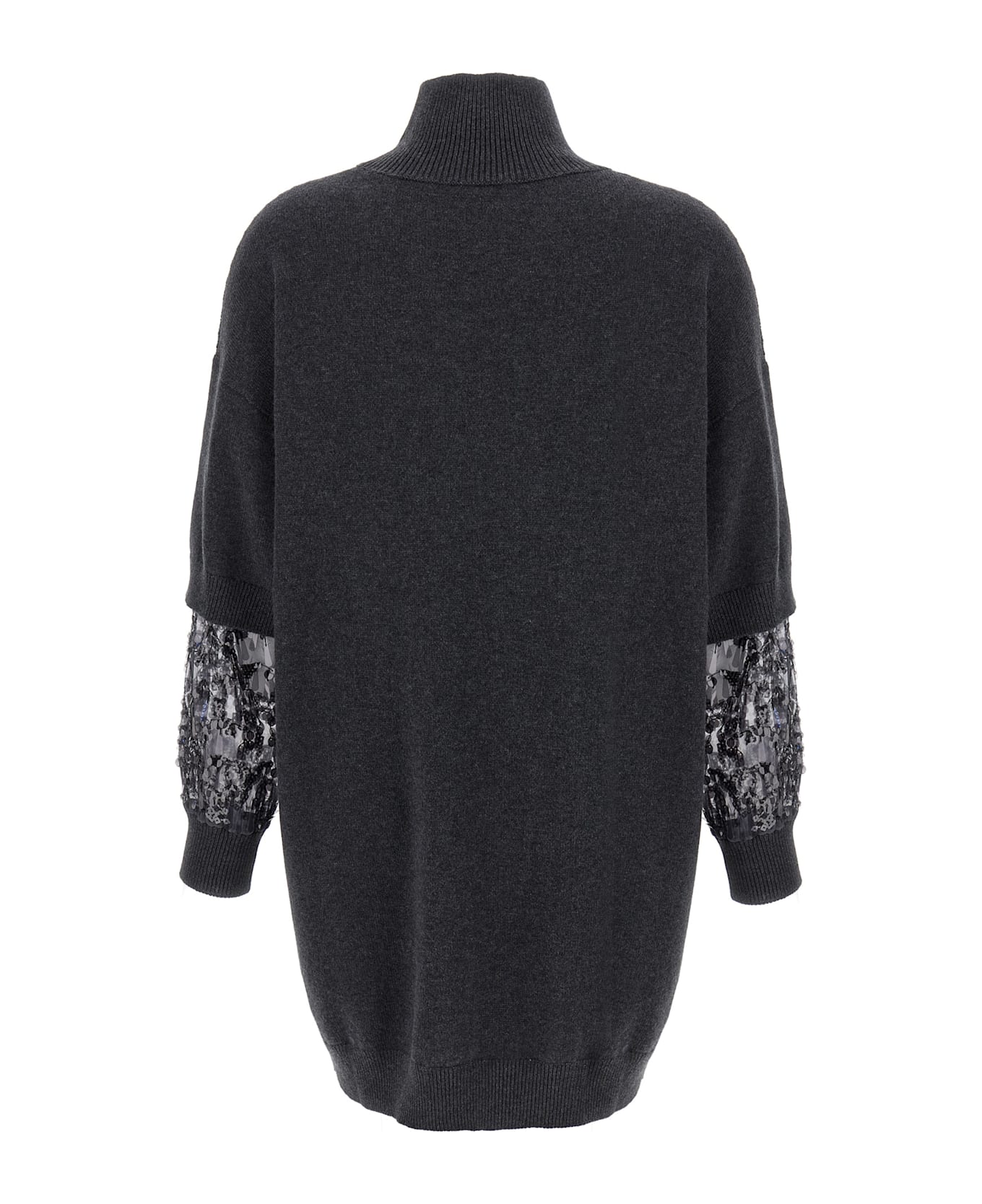 Brunello Cucinelli Sequin Sleeve Dress - Gray