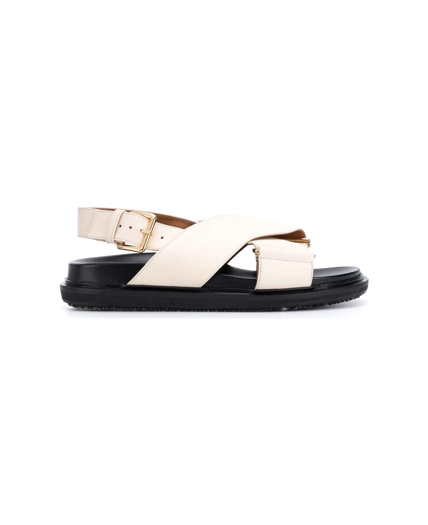 Marni White Sandals With Crossed Bands In Leather Woman - White