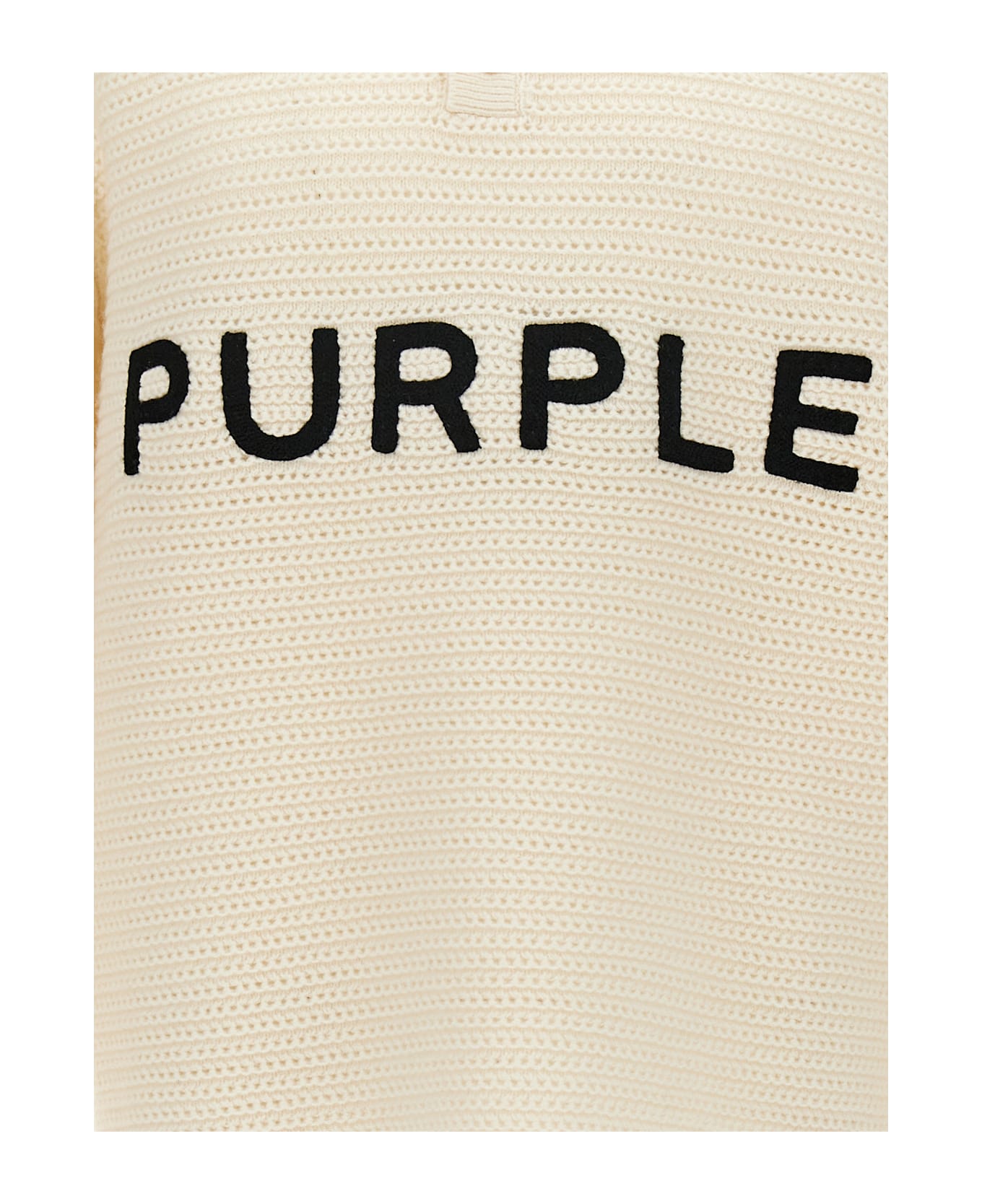 Purple Brand Logo Embroidery Sweater - White