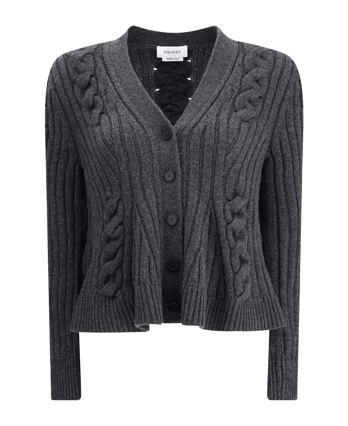 Alexander McQueen Peplum Cable Cardigan