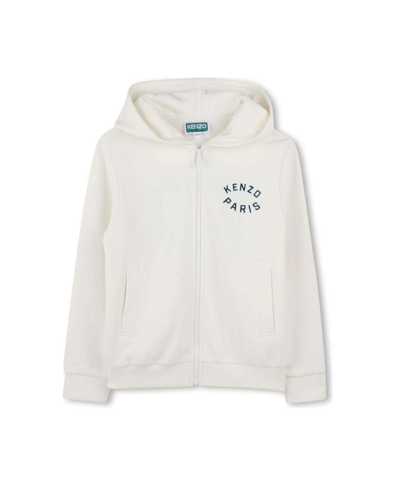 Kenzo Kids White Sweatshirt With Logo Lettering Embroidery On The Front And Maxi Logo Lettering On The Rear In Cotton Man - White