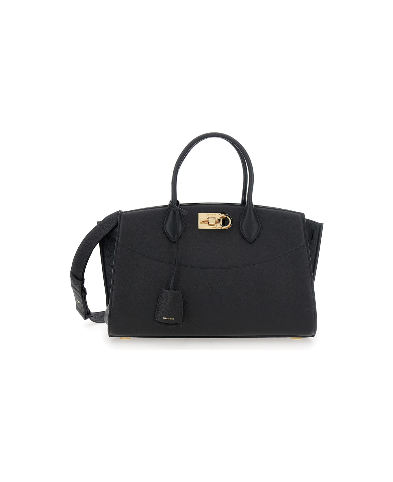 Ferragamo St Soft L Nw Top Handle Measurement 36,0x16,5x24,0 - Black