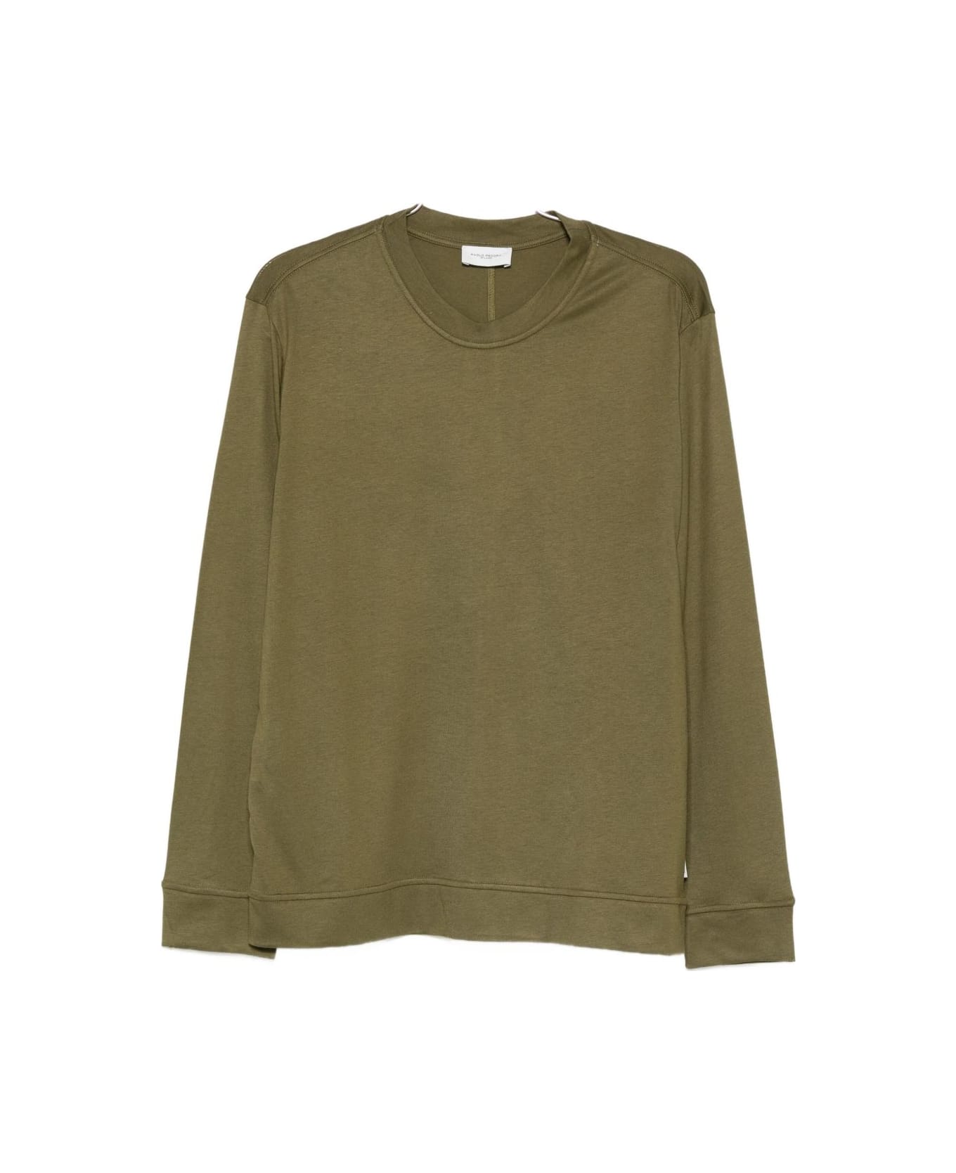 Paolo Pecora Green Long-sleeved Modal Crew-neck Knit T-shirt - Green
