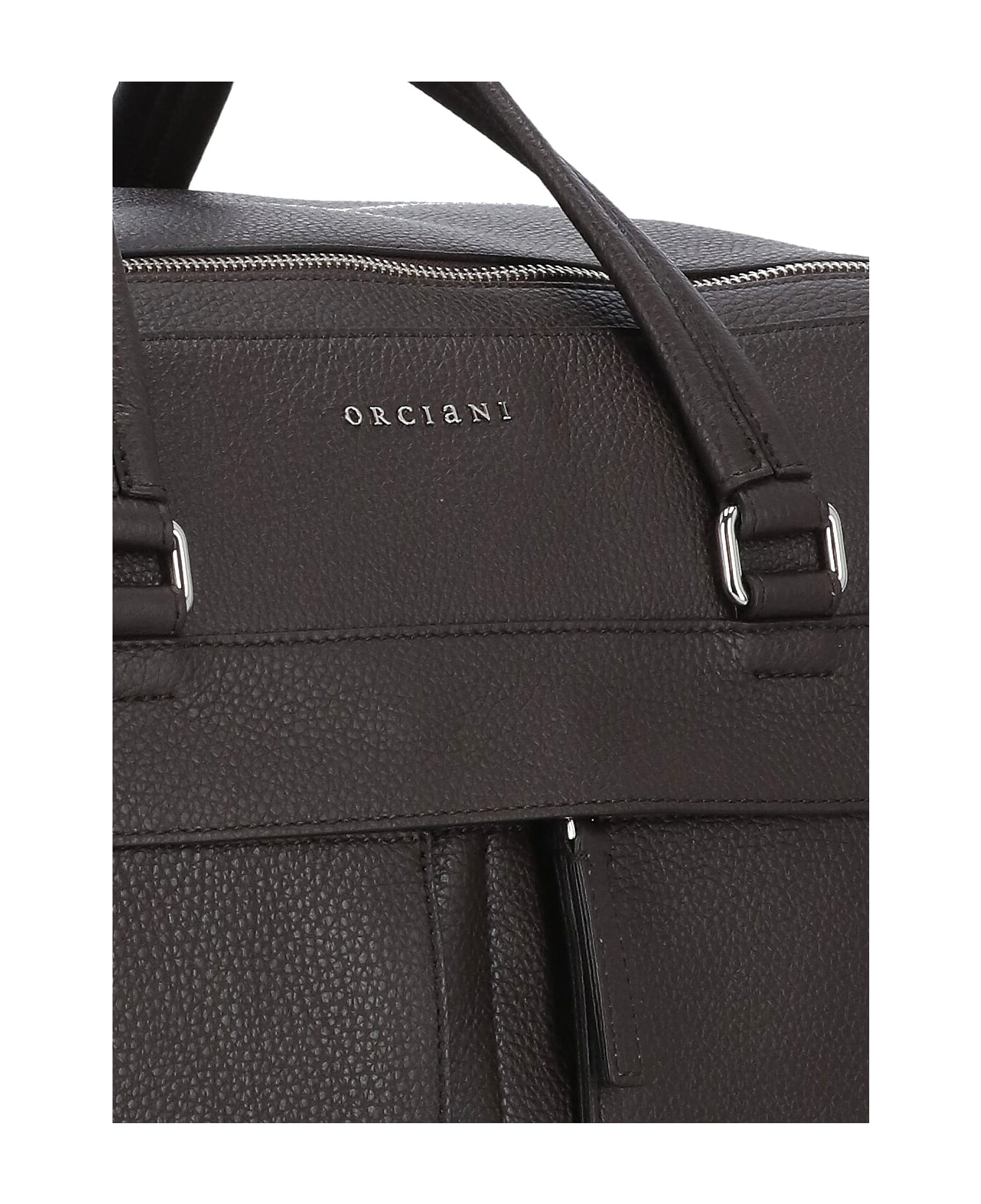 Orciani Micron Pebbled Leather Duffel Bag