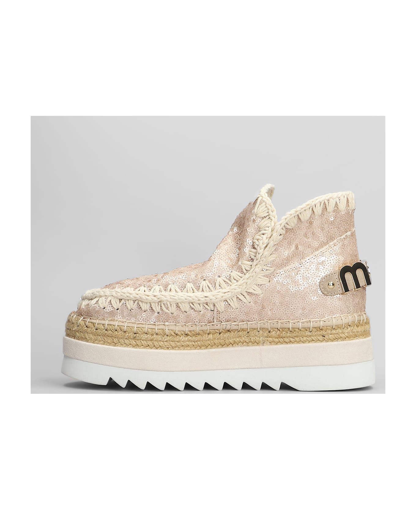 Mou Eskimo Jute Eva Low Heels Ankle Boots In Rose-pink Synthetic Fibers - rose-pink
