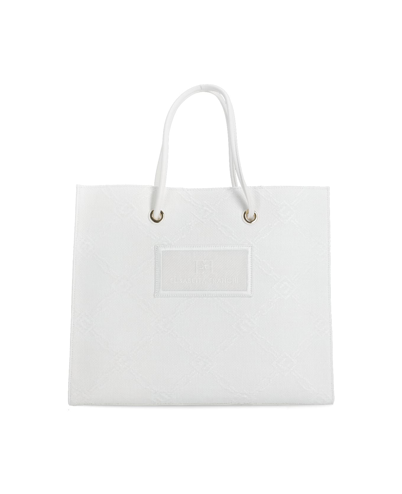 Elisabetta Franchi Tote Rafia Bag - Ivory