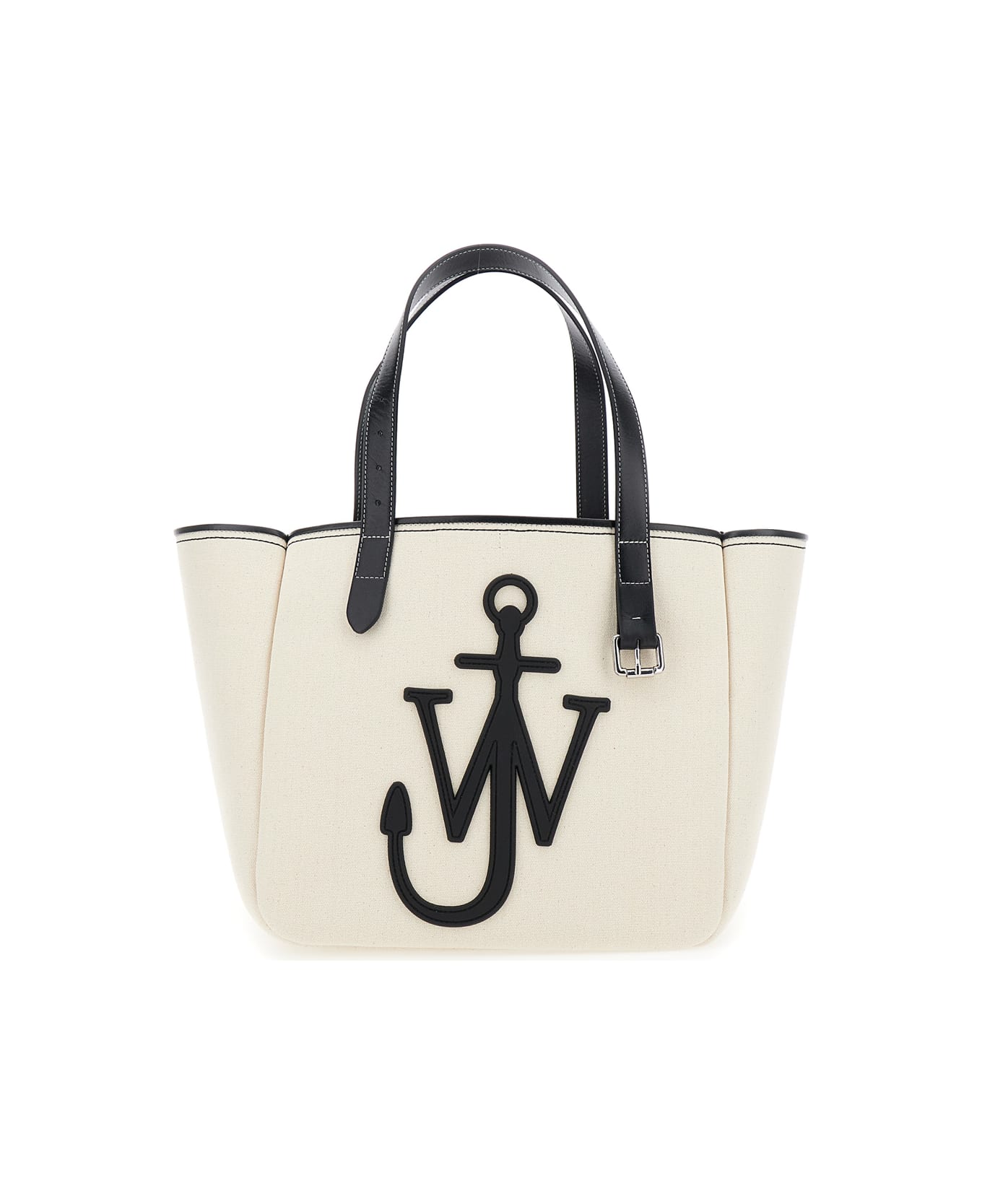 J.W. Anderson White Shopper With Jw Logo On The Front In Canvas And Leather Woman - White