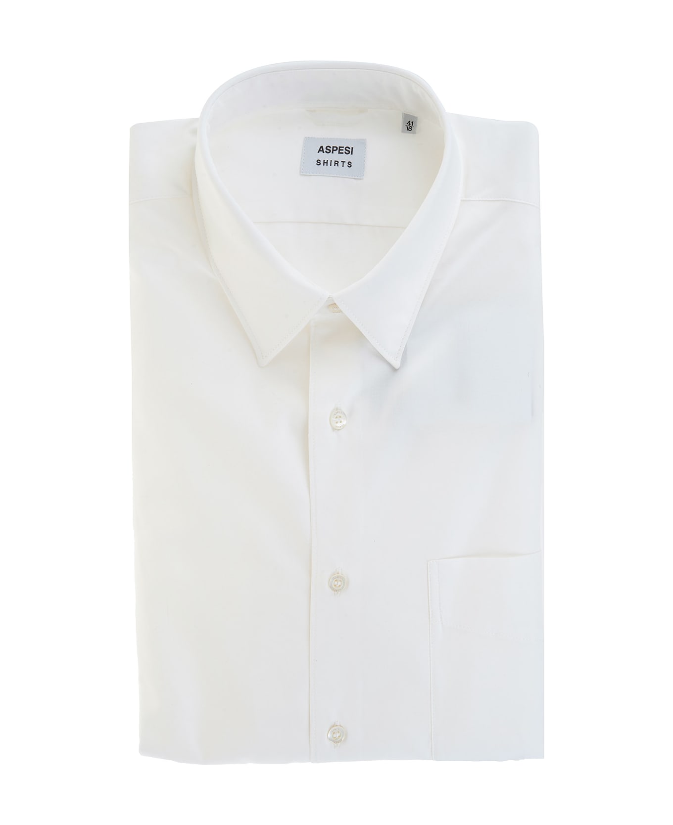 Aspesi Classic Shirt In White Cotton Poplin - Bianco シャツ