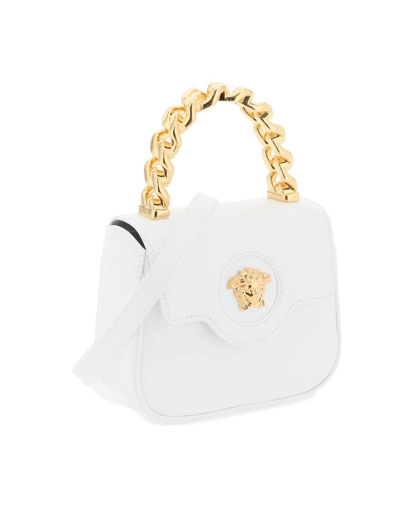 Versace White Patent Leather Bag - OPTICAL WHITE VERSACE GOL (White)