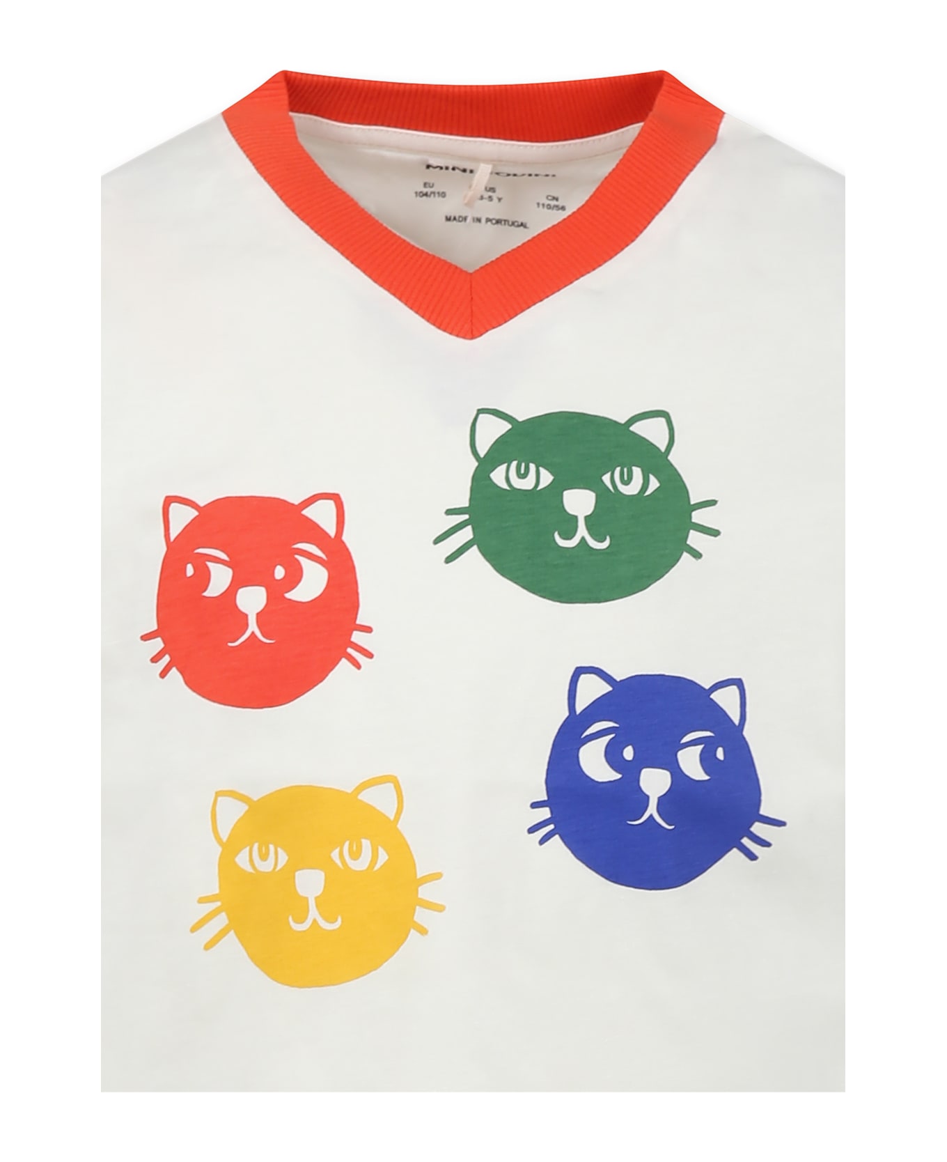 Mini Rodini Ivory T-shirt For Kids With Cats - Ivory
