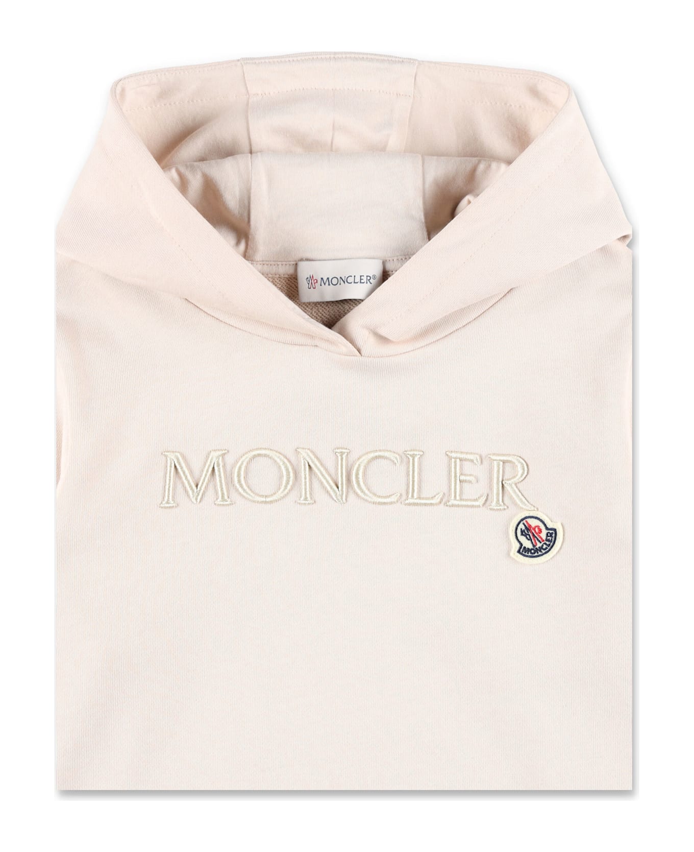 Moncler Kid - Embroidered Tonal Logo Cotto Hoodie - LIGHT PINK