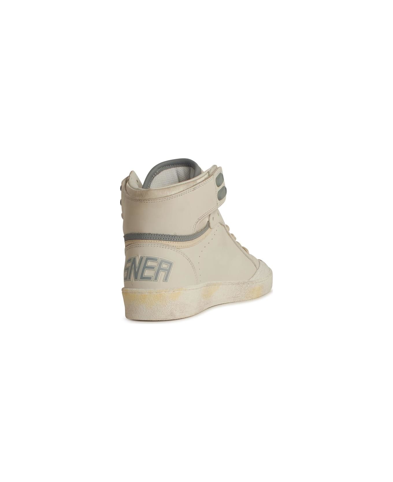 Golden Goose 
sky Star
 White Leather Sneakers - WHITE/SILVER BLUE/BEIGE