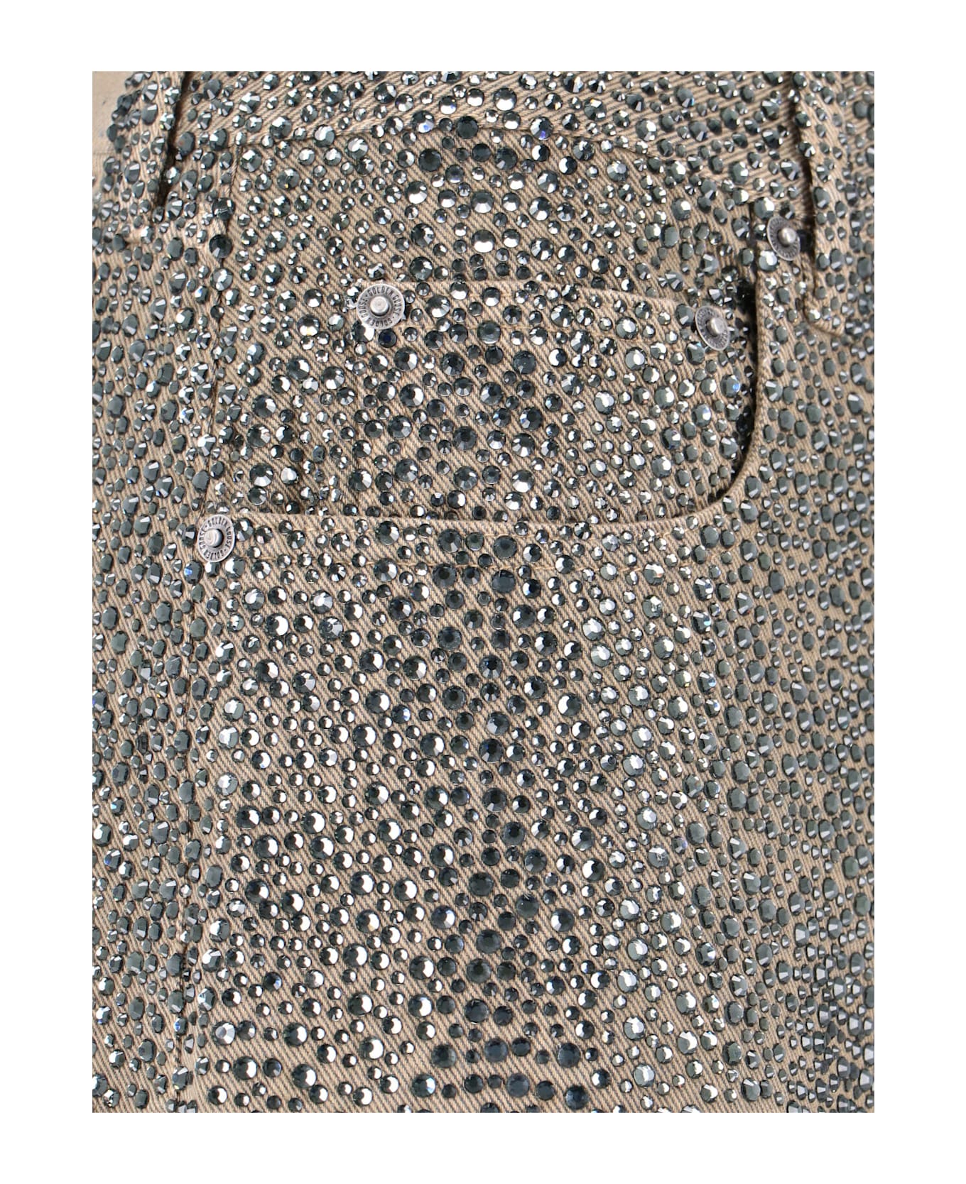 Golden Goose Straight Jeans With Rhinestones - Beige