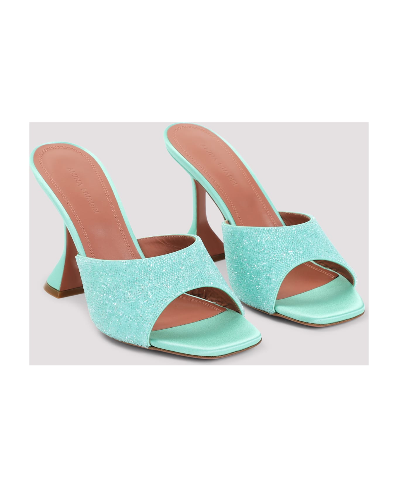 Amina Muaddi Lupita Crystal Dust 95 Sandals - Mint