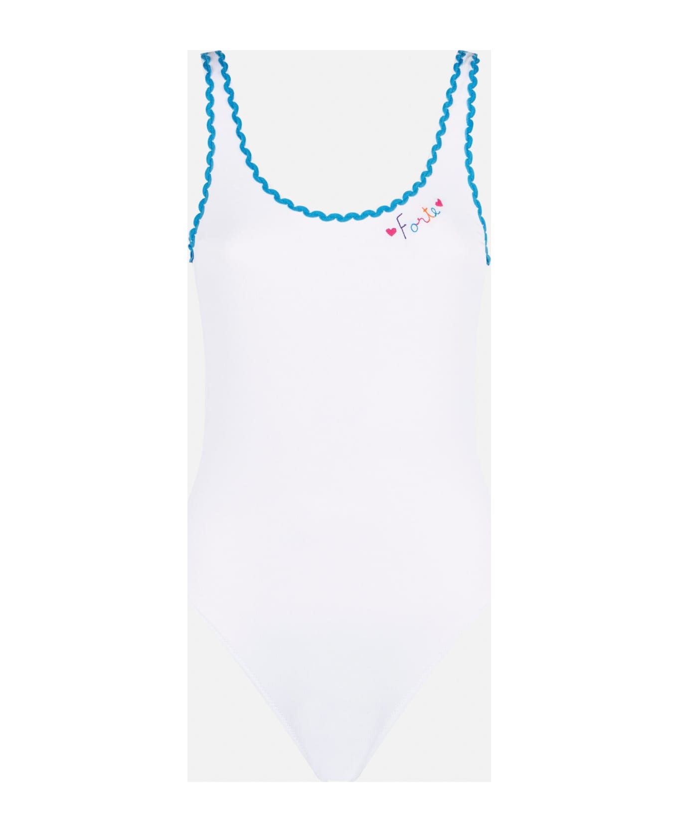 MC2 Saint Barth One Piece Swimsuit With Forte Embroidery - WHITE