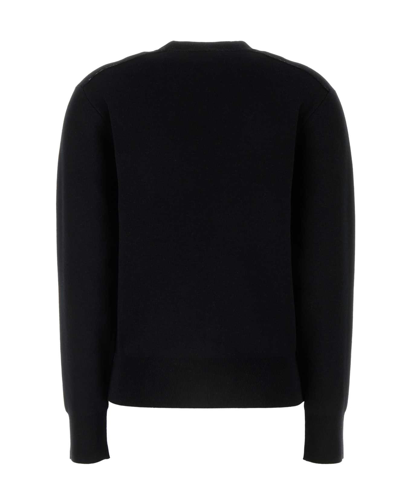 Burberry Black Stretch Wool Blend Sweater - BLACK