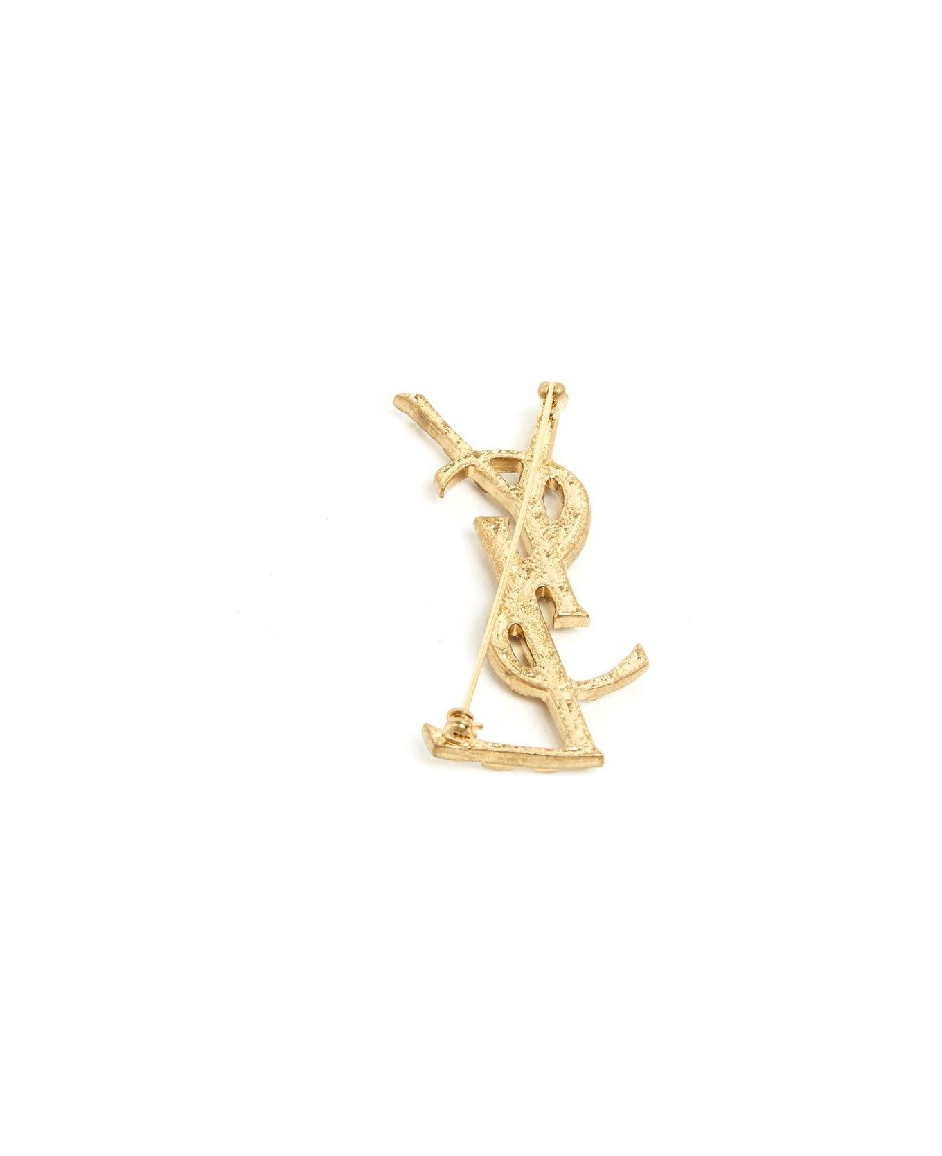 Saint Laurent Monogram Metal Brooche - Gold