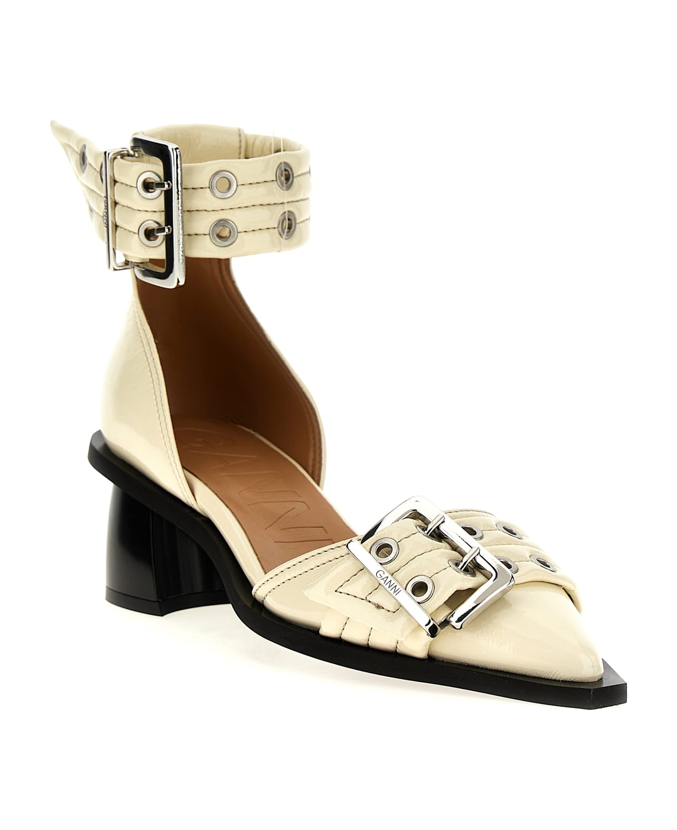 Ganni 
buckle Open Cut Pumps
 Pumps - White