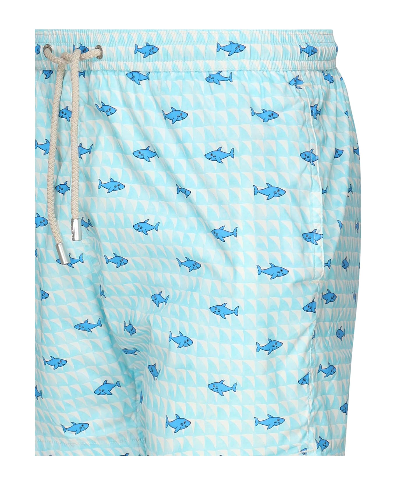 MC2 Saint Barth Swimsuit With Print - LIGHT BLUE/WHITE