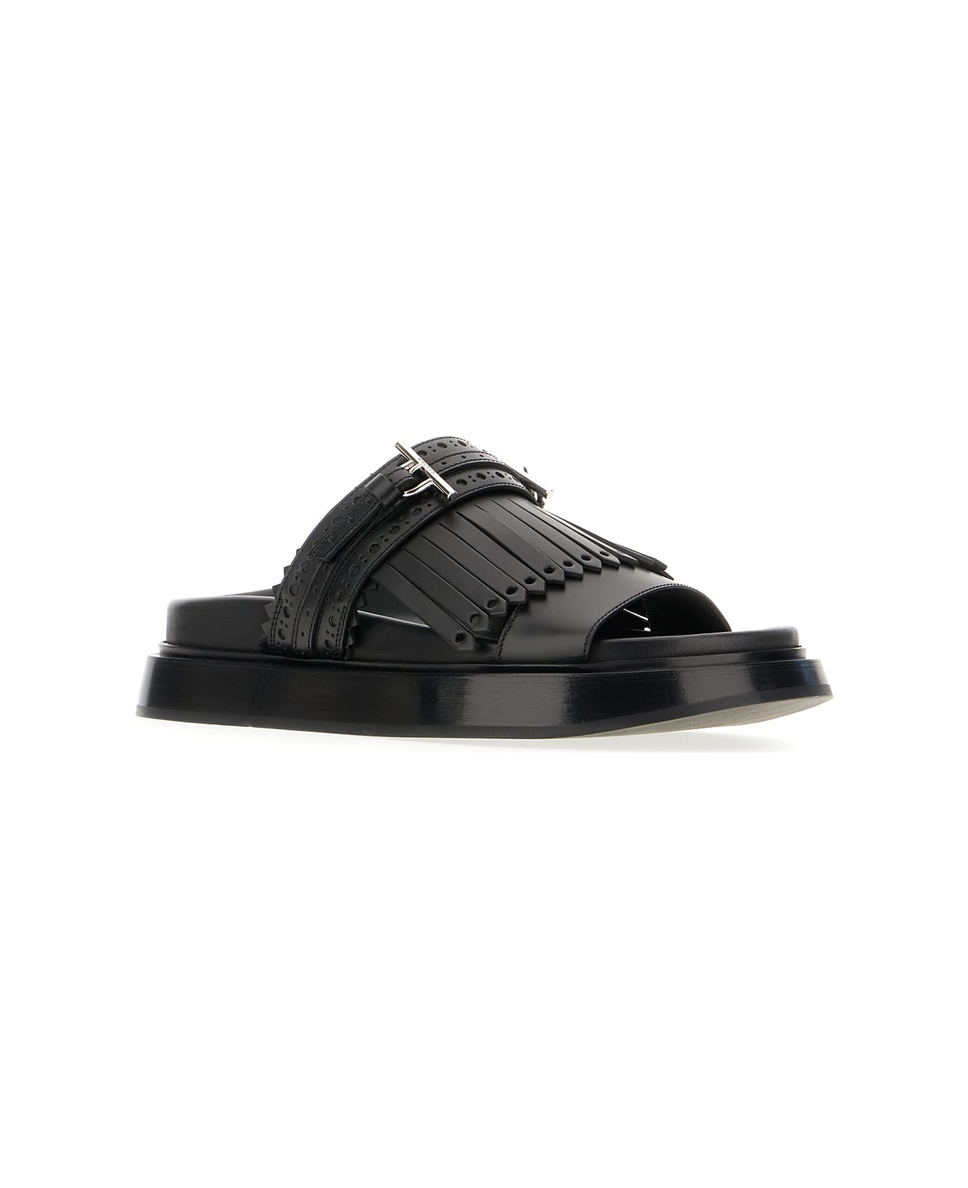 【関税&送料込】Alexander Mcqueen Black Leather Slippers Alexander McQueen Black Leather Slippers | italist