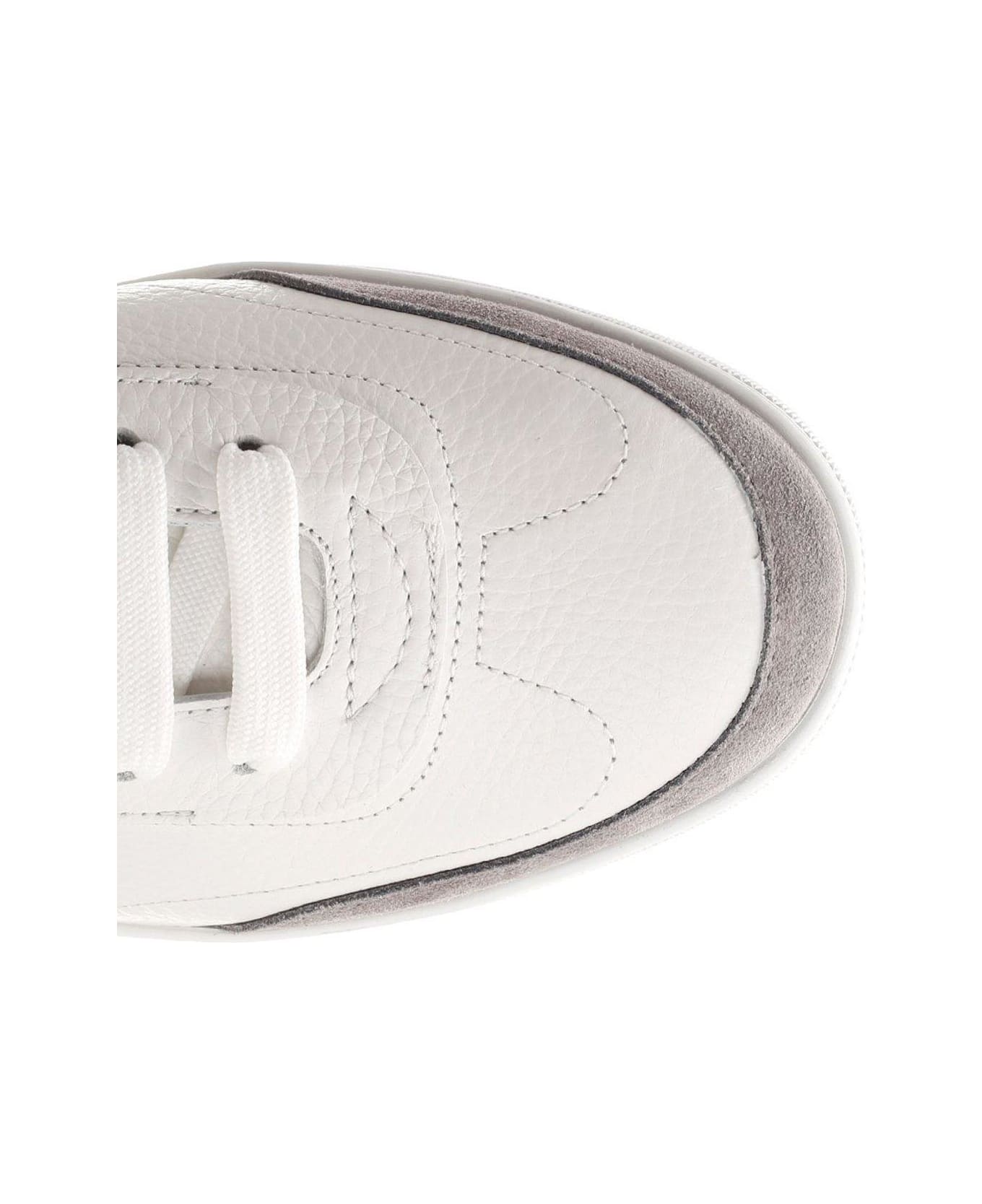 Dolce & Gabbana Stripe-detailed Round Toe Sneakers - WHITE
