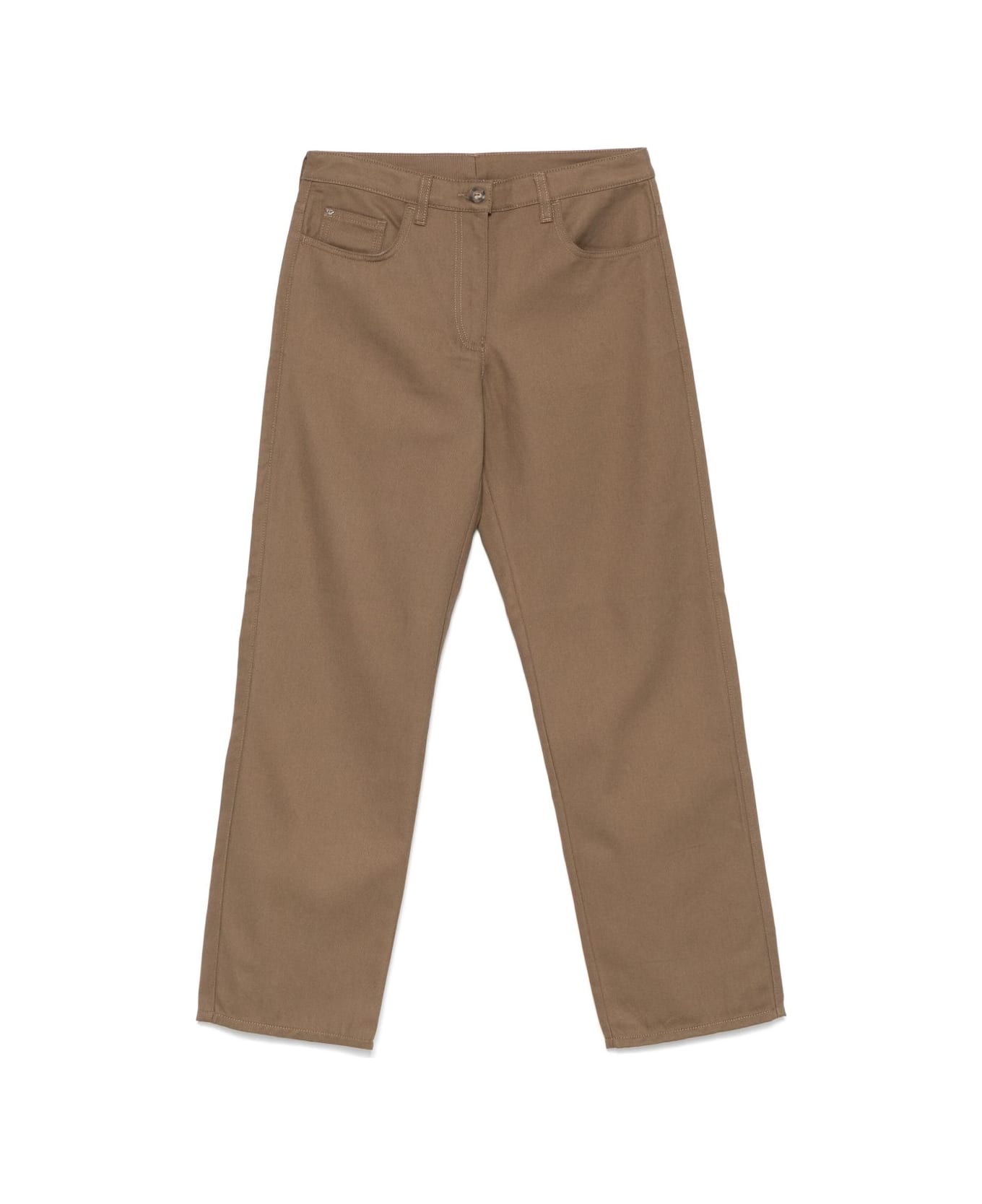 Emporio Armani Organic Cotton Trousers - Brown
